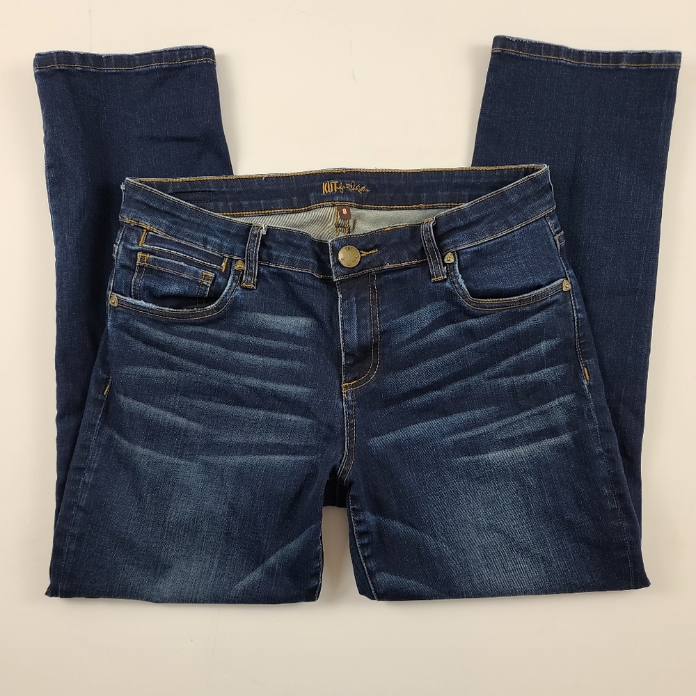 Kut from the Cloth Dark Wash Distressed Straight Leg Jeans